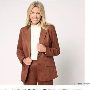 Isaac Mizrahi Brown Faux Suede Blazer